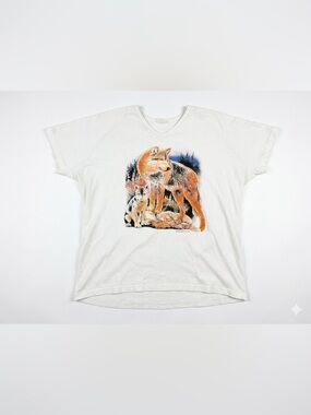 Vintage 80s 90s Wolf Cub Graphic T Shirt USA Made Sunrise Sportswear XL / XXL